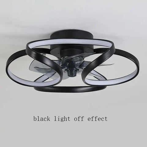 Swanky Smart Ceiling Fan Light Featuring Invisible Blades And Wireless App Control For A Chill Home Vibe Includes Dual Remote Dimmable Led Bulbs And Super Quiet Operation in black with light off effect.