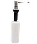 Top Fill Built In Soap Dispenser For Kitchen And Bath Stainless Steel 17 Oz Bottle Capacity Long 3 Inch Nozzle Check Valve Keeps Prime Satin Finish Easy Refills From The Top.
