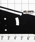 Top Right Hinge Replacement PC920034 For Appliance Door, heavy-duty stainless steel, side view on measuring grid