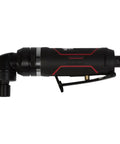 Straight Shooting Pneumatic Right Angle Die Grinder With 12000 Rpm Variable Speed Throttle And 1 Hp Air Motor Featuring 360 Degree Rotating Air Inlet And Hard As Nails Composite Housing For Killer Spin On Demanding Shop Runs, side view of compact tool.