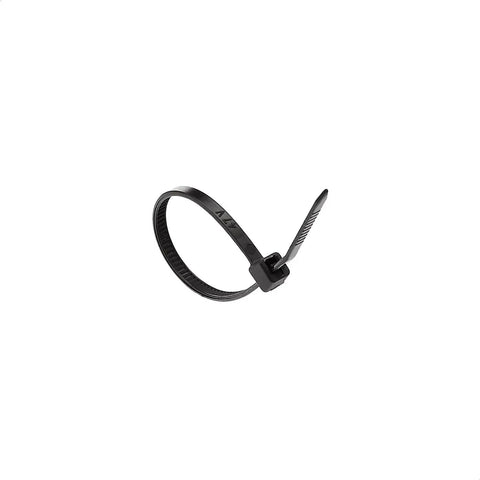 Multi Purpose Cable Ties Pack 200 Pieces 4 Inch Black Self Locking Tie Straps for Wires and Cables shown in closed loop