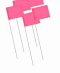 Pink High Visibility Boundary And Survey Flags Set For Job Sites With Two And One Half By Four And One Quarter Inch Flags And Twenty One Inch Stems Bright Layout Markers One Thousand Pack For Boundary Lines And Utility Marking displayed on white background