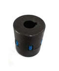 Booster pump shaft coupling for waterjet, black cylindrical body with blue inserts