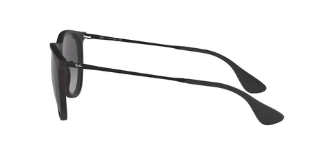 Side view of Erika Round Sunglasses with Low Bridge Fit Rubber Black And Light Grey Gradient Lenses 57mm Women Fashion Shades
