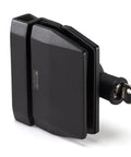 Heavy Duty 90 Degree Glass To Glass Gate Latch Featuring A Magnetic Side Pull Lock In Matte Black Finish, side view with keyhole.