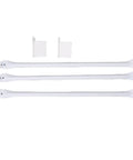 Beefy Heavy Duty Steel Wire Shelf Brackets Set With 6 Clamps And 2 End Brackets for 12 Inch Wire Shelves, brackets and clamps displayed