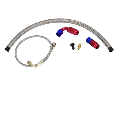 Upgrade Your JDM Build With This Top Tier Turbocharger Oil Feed Drain Return Line Kit Featuring Heavy Duty 4AN And 10AN AN Fittings Designed For Super Hot 1JZgta And 2Jzgte Engines To Maximize Flow And Reliability. braided turbo oil feed drain line kit with 4AN and 10AN fittings