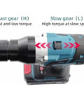 Dead Simple Cordless Electric Rivet Nut Gun Kit Featuring Automatic Push Button Operation For Rapid Hardware Assembly Including Dual Rechargeable Batteries And Pro Grade Workhorse Tool fast and slow gear operation details.