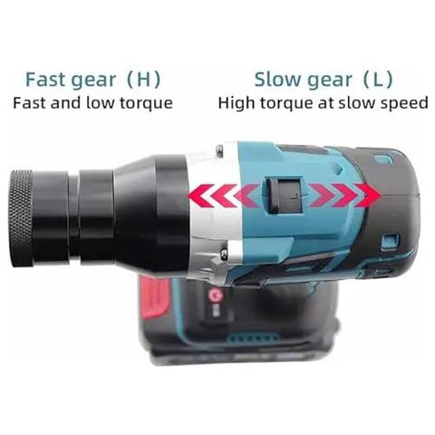 Dead Simple Cordless Electric Rivet Nut Gun Kit Featuring Automatic Push Button Operation For Rapid Hardware Assembly Including Dual Rechargeable Batteries And Pro Grade Workhorse Tool fast and slow gear operation details.