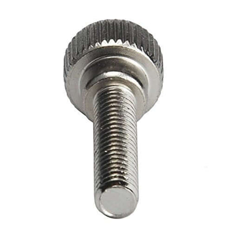 Knurled Head M4 X 8mm Shoulder Type Thumb Screws With 4.0mm Thread Dia, Fully Threaded Steel With Nickel Coating, Slotted And Phillips Drive