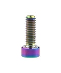 Rock Solid M4 X 12 Millimeter Titanium Socket Head Cap Screws showing colorful finish, hex socket design for custom hot rod hardware.