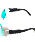 Top Tier Badass Laser Safety Glasses Featuring Heavy Duty OD4 Plus Filter And Crystal Clear Lenses side view with black temple arms.