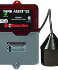 Tank Alert EZ High Level Alarm System with 120V power, NEMA 1 enclosure, and 15-foot float sensor; red and green lights visible