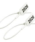 Top Shelf White Fire Extinguisher Tamper Seals Zip Ties Lot Of One Thousand Twenty Six Dated UL Certified nylon ties with 2026 tags.