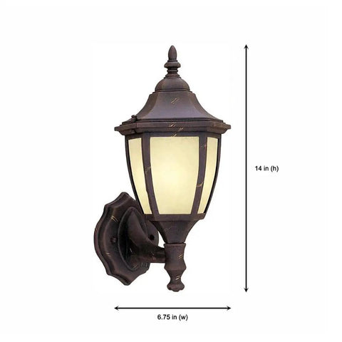 Autumn Gold Wall Lantern With Amber Glass Weatherproof Cast Aluminum Construction ENERGY STAR Outdoor Light 14-inch height