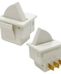 Two Pack 3 Pin Refrigerator Door Light Switches, Momentary Fridge Switches With Brass Contacts, 125V/250V AC, 2.5A At 250V Or 6A At 125V, Includes NC And NO Contacts, Easy Replacement For Fridges, white 3-pin switch