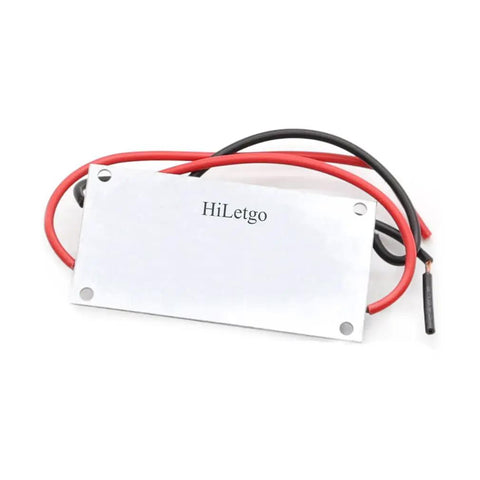 250W DC To DC Boost Converter Module With Adjustable Output From 10V To 50V And Input 10V To 40V Up To 6A Constant Voltage And Current Non Isolated Step Up Power Supply For DIY Projects with red and black wires on white background