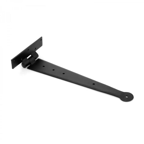 12 Inch Black Iron T Strap Hinge For Indoor Outdoor Use, Rust Resistant Powder Coated Bean Tee Hinge With Screws