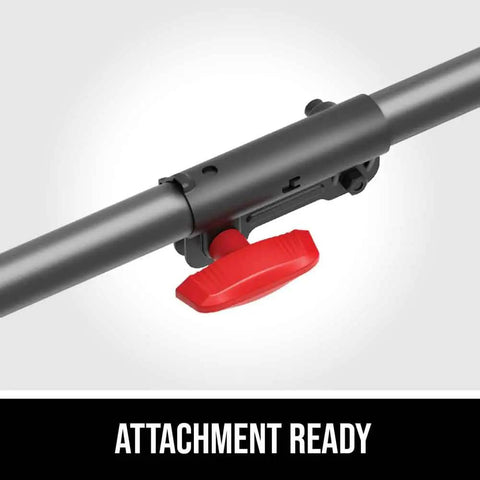 Attachment ready mechanism of Cordless Powerhead Snow Shovel Attachment For Driveways And Walkways With 12 Inch Clearing Width That Hauls Heavy Snow Up To 20 Feet Fast Two Speed Selector Built Tough For Serious Winter Cleanup Tool Only.