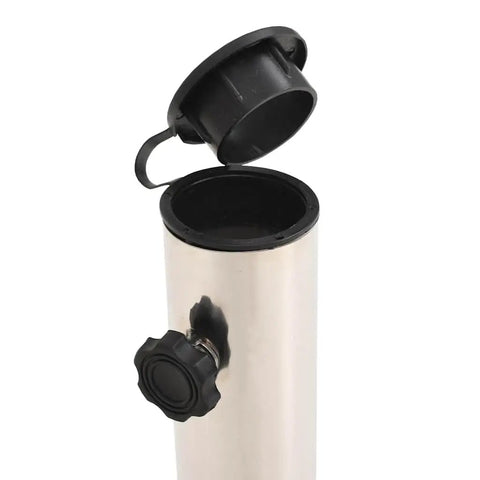 Granite Round Parasol Base, 44.1 Lb Umbrella Stand For Garden Patio Beach, open clamp detail on metal shaft