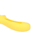 Close-up of ergonomic handle on Pro Grade Woodworking Push Sticks Set For Table Saws And Planers, Bright Yellow Plastic