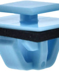 Close-up of blue clip from 15 Piece Door Liftgate Body Side Rocker Molding Retainer Clip Set for Hyundai and Kia cars.