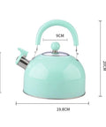 Heavy Duty Stainless Steel Water Kettle With Slick Pastel Exterior And Zero Scald Handles, 20CM tall.