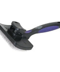 All In One Self Cleaning Slicker Brush For Cattle And Sheep Grooming, A Workhorse Tool With Easy Clean Bristles, Lifts Leg Wool And Adds Serious Shine, Perfect For Fitting Flanks, Legs And Tail Heads, Durable Livestock Grooming Must Have. Black and purple 4 inch self-cleaning slicker brush