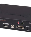 Heavy Duty 4K Displayport KVM Over IP Transmitter With Built In Power Over Ethernet showing rear connections and sleek design.