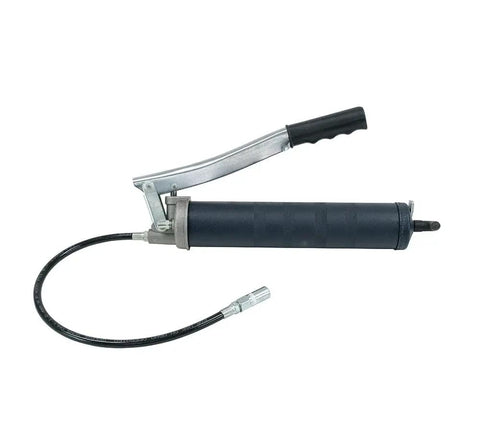 Image of Two Pack Lever Action Grease Gun Set Heavy Duty 10000 PSI With 18 Inch Whip Hose Aluminum Cast Head 16 Oz Bulk Or 14 Oz Cartridge Capacity.