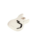 Precision Bass Alder Body In Arctic White Gloss Finish Routed For Split Single-Coil Pickup No Pickguard Holes Vintage-Style Four-Bolt Neck Pocket Five-Screw Bridge Mount Ready For Custom Build, angled view