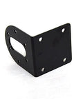 Black 37mm DC gear motor mounting bracket, L-shaped iron gearbox holder with multiple holes