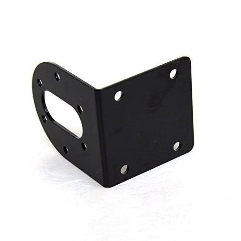 Black 37mm DC gear motor mounting bracket, L-shaped iron gearbox holder with multiple holes