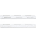 2 Pack Under Mount Cabinet Drawer Slides Featuring Grippy Adhesive Pull Out Shelf Rails, white plastic gliding hardware, effortless glide.