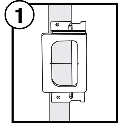 Illustration of Hinge Mate 150 Door Hinge Installation Kit And Mortiser Template Pro Grade Jig on door showing template layout