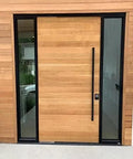 Black Stainless Steel 72 Inch Flat Bar Door Pull Dope Modern Square Rectangle Handle For Interior Exterior Doors installed on wood door