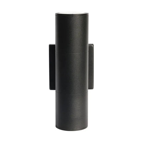 Black cylindrical fixture, Two Light Outdoor LED Up And Down Wall Sconce 20W 120-277V White Finish Large Outdoor Wall Light for Patio