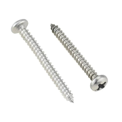 Small Philips Pan Head Self Tapping Screws 100 Pack M1.7 X 8Mm 304 Stainless Steel Hardware two screws side by side