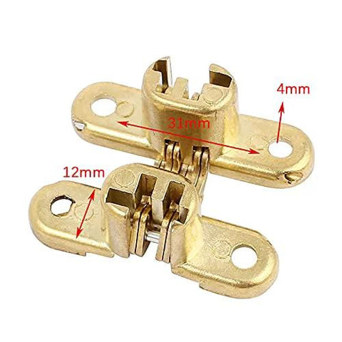 2Pcs Gold Cross Hinges Zinc Alloy Hidden Concealed Gate Hinges For Folding Doors Windows Cabinets And Furniture Durable