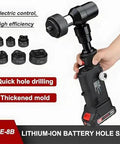 Rechargeable Hydraulic Hole Punch Kit With 80KN Capacity 6 Die Set and 2 Batteries LED Display 22mm Stroke Metal Sheet Hole Opener