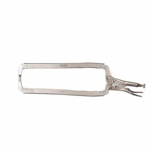 24 Inch Locking C Clamp With Wide Opening And Quick Release Trigger For Woodworking And Metal Projects Built Tough From Heat Treated Alloy Steel For Heavy Duty Performance And Secure Hold, side view