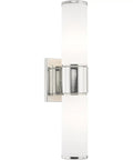 Transitional Two Light Wall Sconce and Bath Light in Polished Nickel Finish From Weston Collection with sleek opal glass shades