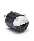 Rugged 30 Amp 250 Volt NEMA L6-30P Locking Plug 2 Pole 3 Wire Industrial Grade Grounding Nylon Body White 2621 Side View
