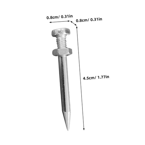 Lawn Aerator Shoes Spikes Replacement Pegs 1.77 Inch Metal Stakes, detailed view with dimensions.