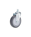 One And A Quarter Inch TPR Lead Screw Universal Caster Wheels And Shelf Casters For Carts And Office Furniture With Brakes Ideal For Heavy Duty Office Carts, Workshop Carts, Smooth Rolling With Locking Brakes On All Floors showing a grey caster wheel with lead screw and brake mechanism.