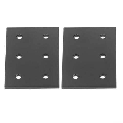 Heavy Duty Stainless Steel Flat Connecting Plates With 6 Holes For Table Chair Bed Shelf Frame Repair Black Heavy Hardware Fasteners viewed from above.