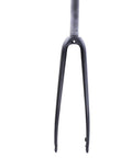 Front view of Carbon Road Bike Fork One One Eighth Inch Straight Steerer 9mm Quick Release Flat Mount Disc Compatible Dual Brake Caliper Support Ultra Lightweight