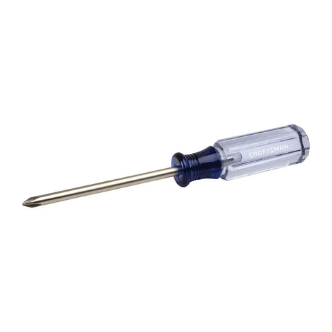 PH 1 Screwdriver 3 Inch With Acetate Handle, Satin Nickel Finish, side view showing heat treated alloy steel shaft.