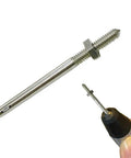 Mini Threaded Mandrel With W Nut Straight Thread Three Piece Set Nickel Plated Steel for Rotary Tools, shown with shank and tool.