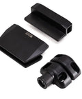 Heavy Duty 90 Degree Glass To Glass Gate Latch Featuring A Magnetic Side Pull Lock In Matte Black Finish components laid out on white background